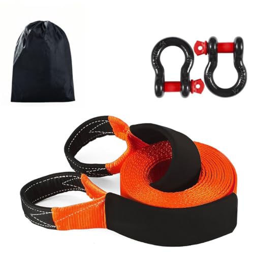 STHIRA® 16.4ft Towing Rope Heavy Duty Towing Straps with 2 Shackles Locks & Storage Bag Tow Rope with Reflective Strip Max 17,000-Pound Capacity Belt for Car,Sedans SUVs Pickup Trucks