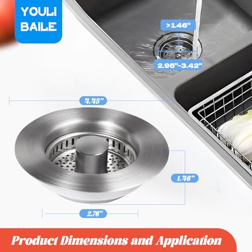 Filtro para desagüe de cocina 3 en 1 acero inoxidable miniatura 2
