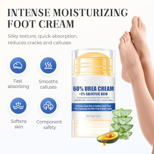 60% Urea Hydrating and Anti-Cracking Foot Cream,Relieves And Repairs Cracked Dry Feet And Hands,Foot Lotion Heel Stick Repairs and Hydrates Dry and Cracked Feet and Hand - Image 4