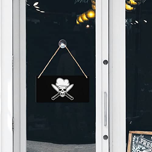 Panneau en bois Skull-Chef de 25x12.5cm avec cordes pour deco - 8