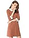 Allegra K Femmes contrastent col Claudine poupée Demi-Manches Robe Tunique Caramel M