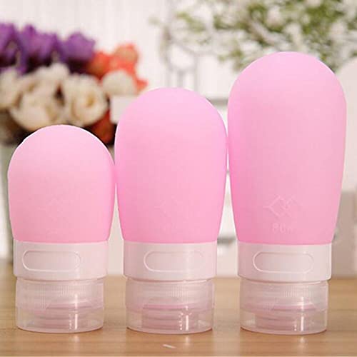 Portable Travel Bottle Squeezable Leakproof Silicone Refillable Travel Containers Cosmetic Empty Mini Container Cosmetic Toiletry Containers For Shampoo Lotion Soap Conditioner Pink 60Ml #TOP17