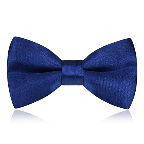 Wevswe Boys Bow Tie Dark Blue Classic Pre-Tied Bow Tie Formal Solid Tuxedo For Children #TOP14