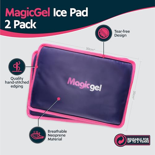 Image of Magic Gel Premium Ice Packs - 2 Pack | 2 Reusable Gel Ice Packs (11.8 inch x 7.8 inch) for Icing Injuries, Pain Relief, Cold Compress for Reducing Swelling | Flexible & Foldable