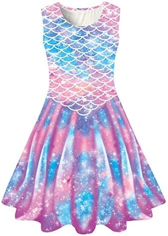 Funnycokid Girls Dress Kids Outfits Clothes Summer Sundress 4-13 Years