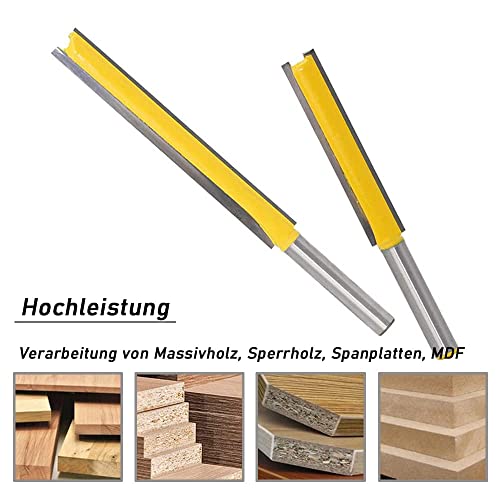 Mesee 2 Stück 8mm Schaft Gerade Router Bit, Fräser Nutfräser Holzfräser Bit Set, Gerades Fräser Schneidmesser, Extra Lange Gerade Fräser Holz Gravierwerkzeug Holz Schneidmesser