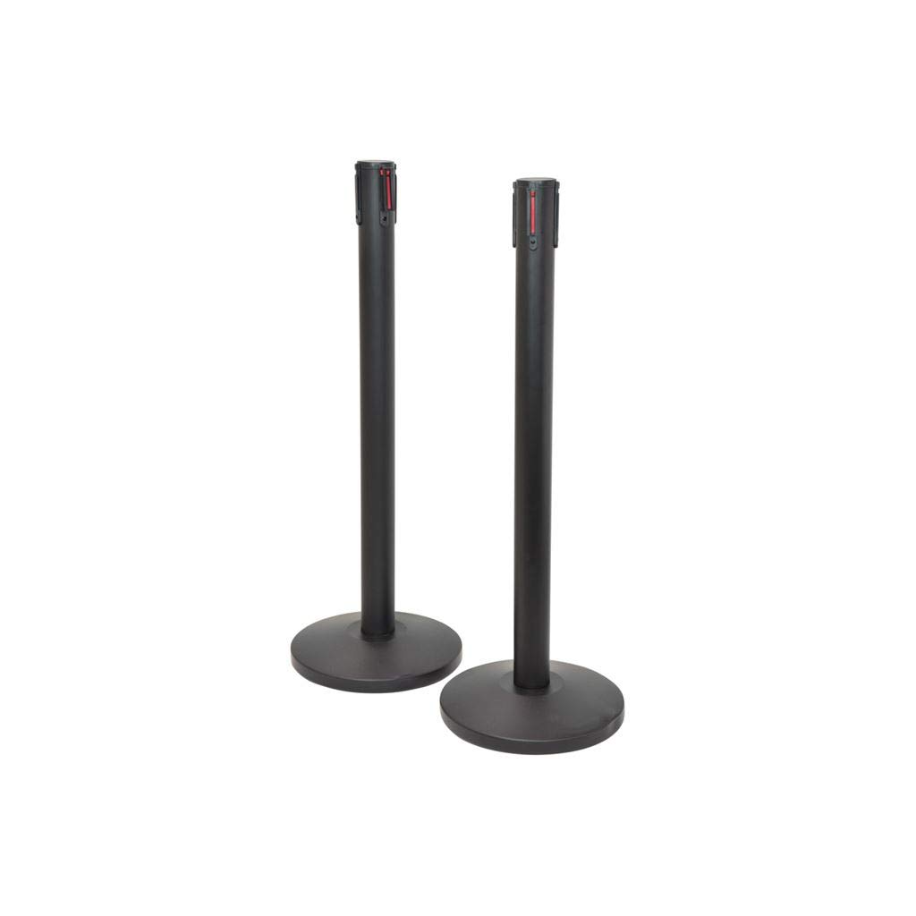 Retractable Crowd Control Barriers | Set of 2 | Black