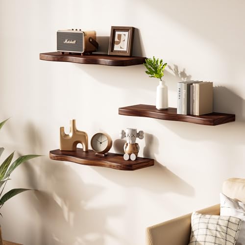 Organic Wavy Edge Floating Shelves,Hidden Brackets,2 Pack 24 in - Image 2