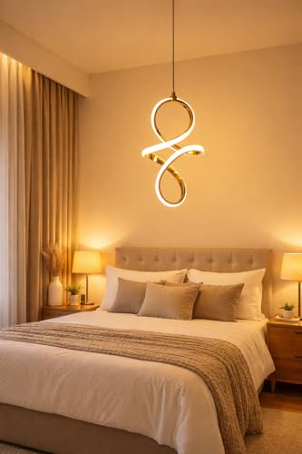 Image of Modern D18 LED Pendant Chandelier Light | Warm White Decorative Lighting Fixture Contemporary Hanging Lamp | Ideal for Living & Dining Room,Kitchen Island & Hall