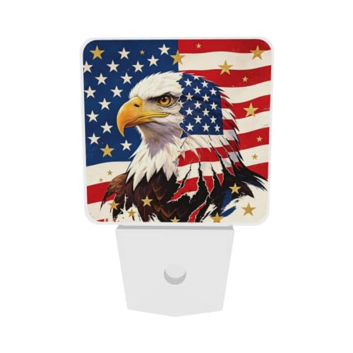 Image of 250 Years 4th of July Eagle Stars Stripes LED Plug-in Nightlights Set of 2 for Bathroom