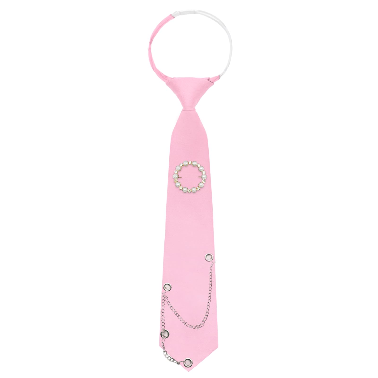 Womens Tie, Pre-tied Neck Ties with Artificial Pearls Accessory