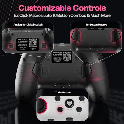 Image of EvoFox Elite X2 Pro Gaming Controller for PC, Android, TV, Switch Tri-Mode -2.4G /BT /Wired Gamepad, HallSense Magnetic Triggers & Joystick, 1000Hz Polling, RGB, Replaceable JoySticks,16h Battery-White