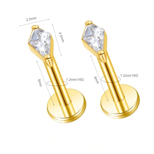 G23 Titanium 16g 18g 20g Flat Back Studs Earrings | F136 Implant Grade Titanium Press Fit Threadless Push in Labret Cartilage Helix Lip Monroe Tragus Conch Piercing Jewelry2