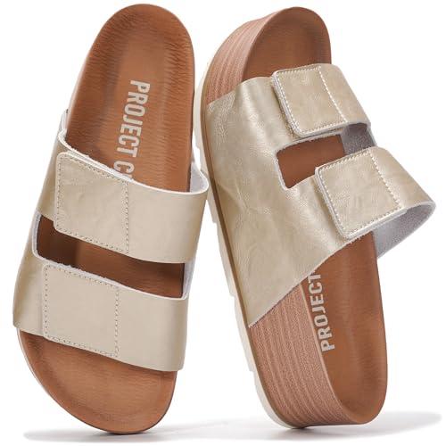 Image of Project Cloud 100% Genuine Leather Platform Sandals Women Footwear-Beach Essentials Summer Wedges with Plush and Soft Insole-Non Slip & Lightweight Wedge Sandals For Women 2026