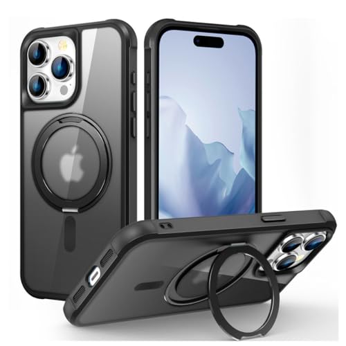 Protection iPhone 12 Pro ENILSA, étui antichoc noir givré avec anneau arrière