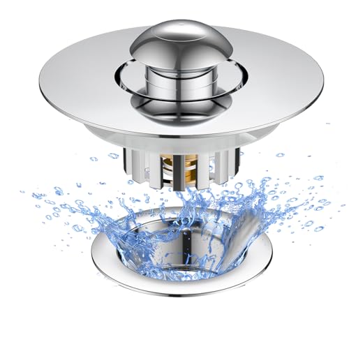Bathtub Drain Stopper, 3-in-1 Pop-Up Bath Tub Stopper Plug with Hair Catcher, Innovative Separate Design for Easy Clean & Install, Universal for 1.42