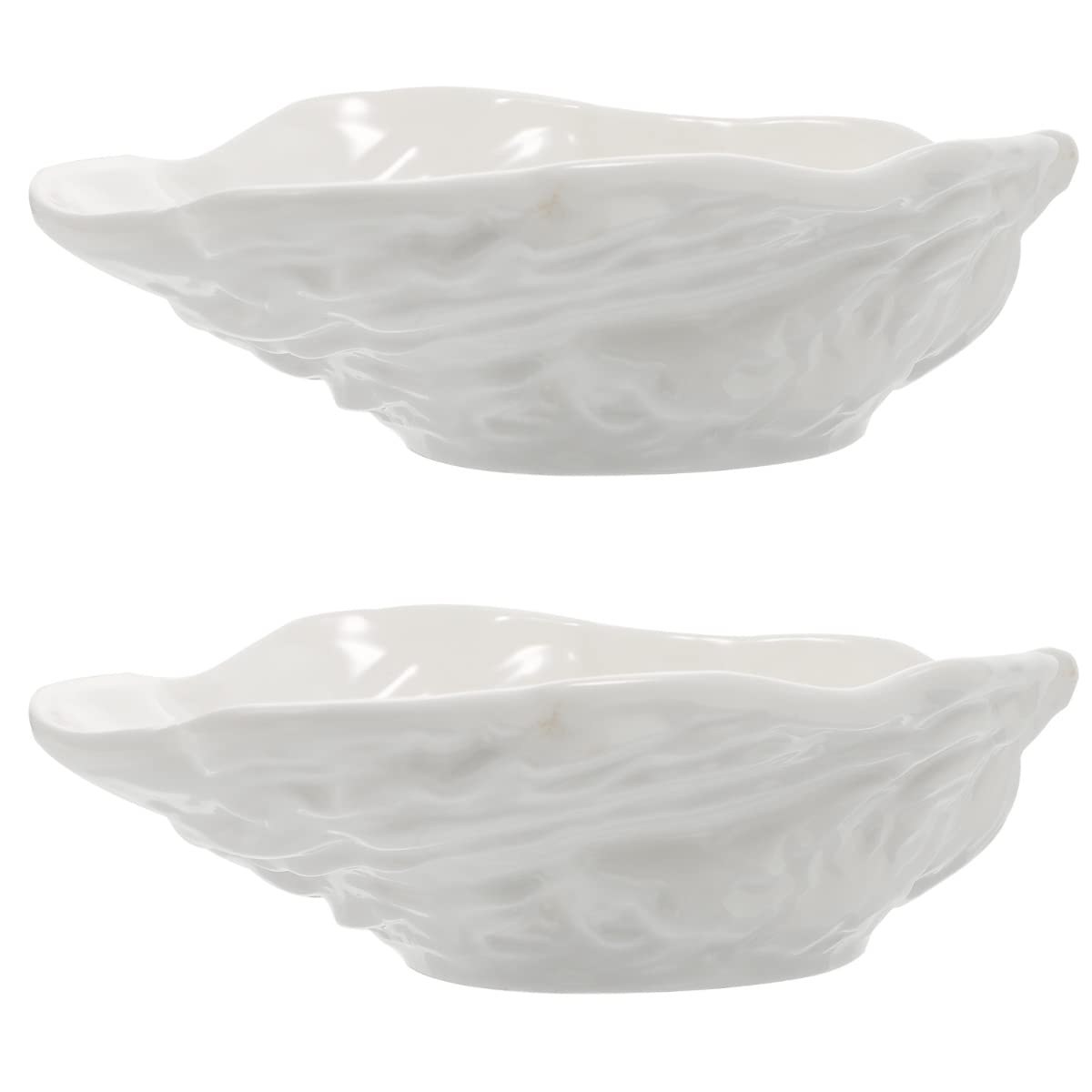 Hemoton 2 pcs Ceramic Sauce Plate Oyster Shells Shape Condiment Tray Ceramic Exquisite Oyster Plates Decorative Soy Plate Ceramic Tasting Dishes ( 19cm/8inch )