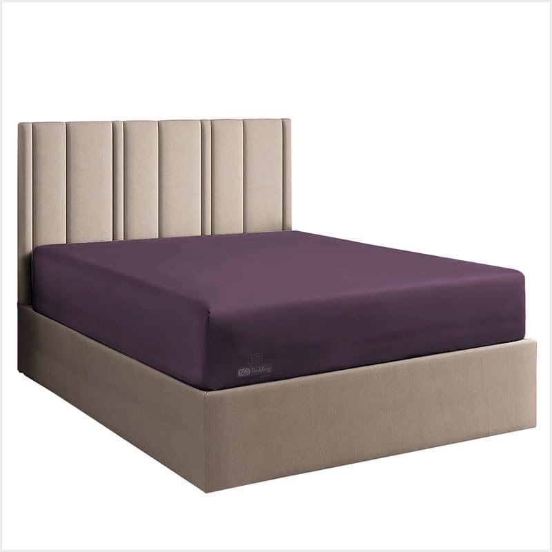 SGI Bedding Sábana bajera ajustable 100% de algodón egipcio de 600 hilos, tamaño Queen, suave, tejido de satén liso de 15 pulgadas de profundidad,