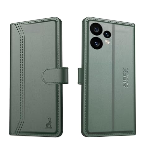 Image of AIBEX Compatible for CMF by Nothing Phone 2 Pro 5G Flip Cover Leather Finish with Magnatic Closure | Inside TPU with Card Pockets | Wallet Stand | Complete Protection Flip Case - Green