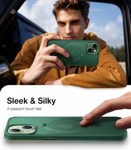 Image of DIZORO Magnetic Ring Stand for iPhone 15 Pro Max Case [Military Drop Protection] [Compatible with MagSafe] Shockproof Matte Translucent Slim Phone Case - Natural Titanium.