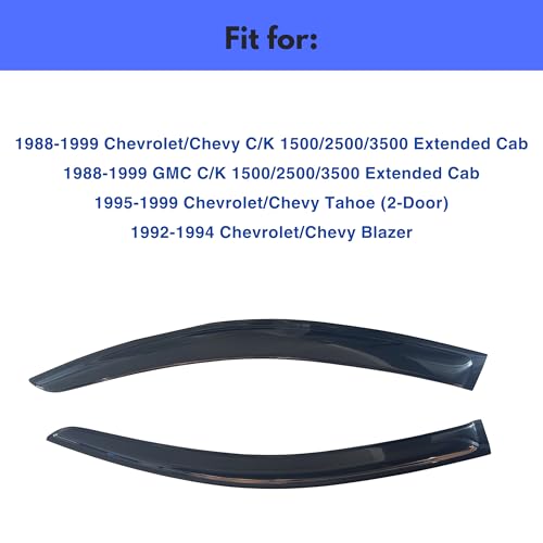 Image of IG Window Visors Fit for 1988-1999 Chevrolet /GMC C /K 1500 2500 3500 Extended Cab, Out-Channel Rain Guards Vent Wind Deflectors 2PC, Truck Accessories for 1995-1999 Chevy Tahoe, 1992-1994 Chevy Blazer
