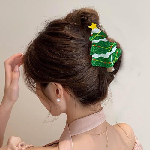 Pinza para cabello diseño árbol de Navidad verde miniatura 4