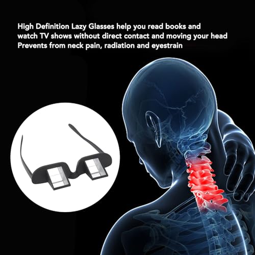 Beufee Lazy Glasses, Bettprisma-Brille, Horizontaler Spiegel, Lazy Readers-Brille, 90-Grad-Prismenbrille Zum Hinlegen, Lesen, Fernsehen, Schwarz