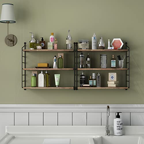 Miocasa Floating Shelves Rustic Wood Wall Shelves Adjustable Metal Frame Decorative Hanging Storage Shelves For Bathroom, Living Room, Bedroom, Kitchen, Office 24 Inch (16 In) #TOP6