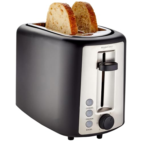 Comparison: Large Slice Toaster 10 Amazon Basics 2 Slice Toaster, With 6 Browning Settings, Extra Wide Slots For Bagels and Special Breads, Removable Easy-to-Clean Crumb Tray, Cancel/Defrost/Bagel Buttons, 900W, Black & Silver