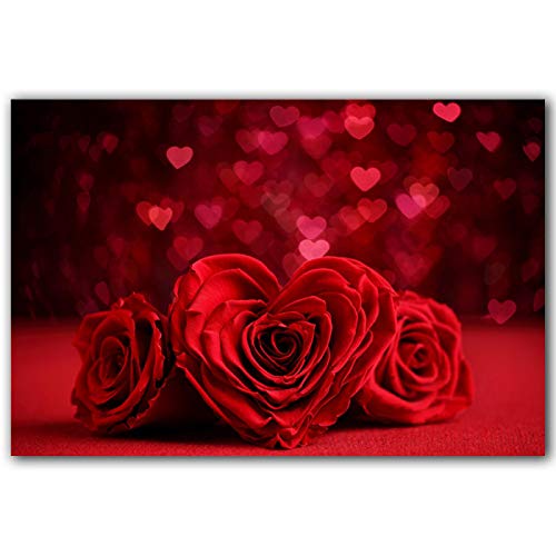 Toile roses rouges pour salon grand format 80x110 cm sans cadre