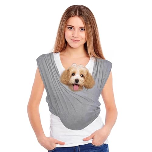 Amexo Freihändige Hundetasche, Tragetasche Hund Tragetuch für Hunde Frontpaket Hundetragetuch mit Verstellbarem Riemen bis für Hunde Katzen Aktivitäten Im Freien, Bis 9 Kg