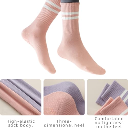 4 Pairs Yoga Socks with Grip for Women Pilates Socks with Non Slip Anti Skid Gripper Socks for Barre Ballet Barefoot Hospital3