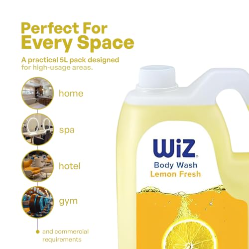 Image of Wiz Lemon Fresh Body Wash 5L Refill Can | Paraben Free Shower Gel | Citrus Fragrance | Family Pack Liquid Body Cleanser for Men & Women