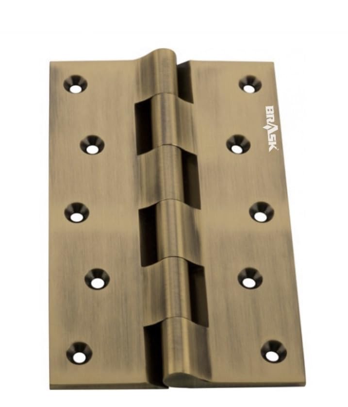 Image of BRASK Brass Railway Hinges 6 inch x 1.1 /2 inch x 3 /16 (150 mm x 38 mm x 5 mm) Heavy Duty Brass Door Hinges (Antique, 3)