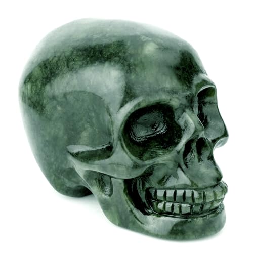 Estatua calavera de jade real tallada a mano 8.4 cm miniatura 5