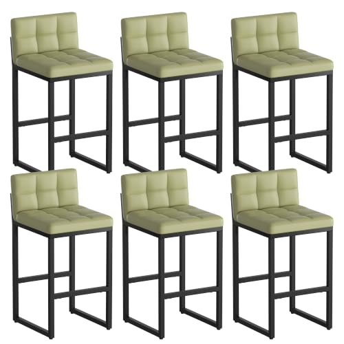 Image of Bar Stools Set of 6, Modern Counter Height Barstools, Green