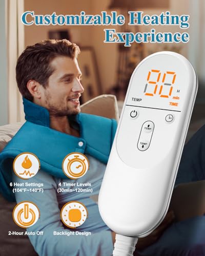 Image of Heating Pad for Neck Shoulders Back, Electric Heat Pads, Weighted Heated Wrap for Daily Relax 6 Heat Settings 4 Auto Timers, Birthday Gifts for Women Men Mom Dad Wife Husband, 24 inchx33 inch, ETL Certified