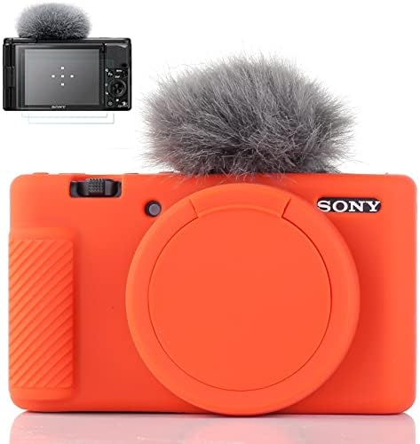 Yisau Camera Case for Sony ZV-1, Sony ZV1 Camera Case Digital Camera Anti-Scratch Slim Fit Soft DSLR Camera Sleeve with ZV1 Screen Protector (Kumquat)