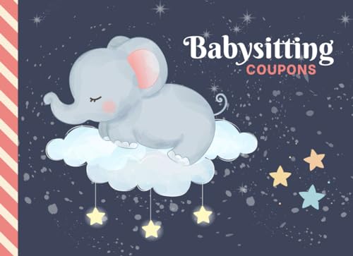 Mimi Babysitting Coupons: 50 Vouchers / Unique Designs on Each Gift Certificate / Blank Template Booklet / For New Mom - Dad - Parents / Zoo Jungle Safari Animal Theme / Elephant Giraffe Lion Cover