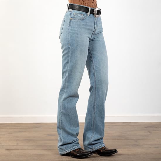 Rock & Roll Denim N Women's Star Backyoke Highrise Boot Denim, Light Wash2