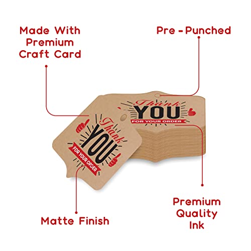 Image of Clickedin - Craft Paper Thank You Tags for Packaging with String 50 Pcs
