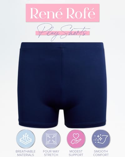 Rene Rofe Girls' Cartwheel Shorts - 4 Pack Dance Bike Shorts with Comfort 4-Way Stretch Play Shorts for Girls (Sizes: 6X-14)2