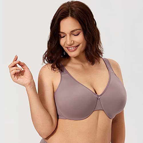 Calvena Women's Minimizer Bra Full Coverage Plus Size Smooth Underwire Seamless Bra Mochaccino 40C #TOP3