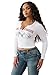 True Religion Women's Buddha V-Notch Rib Tee – Long Sleeve Fitted T-Shirt with Graphic Logo- Optic White, L