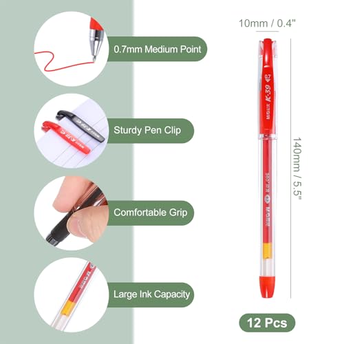 M&G Gel Pen Punta Media 0.7mm Pack 12 Tinta Roja miniatura 2