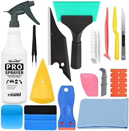NEWISHTOOL Window Film Application Kit Car Tint Installation Tools with Spray Bottle PPF Squeegee Felt Scraper Knife for Vehicle Glass Protective Film Installing Tool Vinyl Wrap Kit Tools Tinting Kit