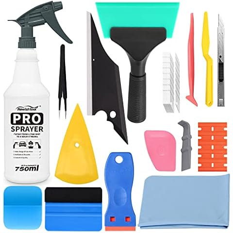 NEWISHTOOL Window Film Application Kit Car Tint Installation Tools with Spray Bottle PPF Squeegee Felt Scraper Knife for Vehicle Glass Protective Film Installing Tool Vinyl Wrap Kit Tools Tinting Kit Cover