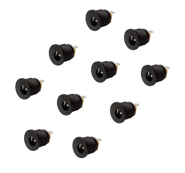 AVS COMPONENTS 12V DC Female Power Supply Jack Socket Connector 5.5x2.5mm 3 Pin Plastic Female Round Panel PCB Mount (Pack of 10) (B0BY57XM1V) Amazon Price History, Amazon Price Tracker