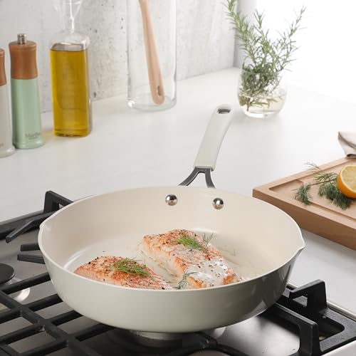 Martha-Stewart-Heathland-11-Inch-Aluminum-Fry-Pan-Cookware-Non-Toxic-Premium-Ceramic-Non-Stick-Frying-Pan-Kitchen-Egg-Pan-Omelet-Pan-Always-Pan-Pots-and-Pans-Linen-White-Induction-Safe Martha Stewart Heathland 11 Inch Aluminum Fry Pan Cookware Non Toxic Premium Ceramic Non Stick Frying Pan Kitchen Egg Pan Omelet Pan Always Pan Pots and Pans Linen White Induction Safe