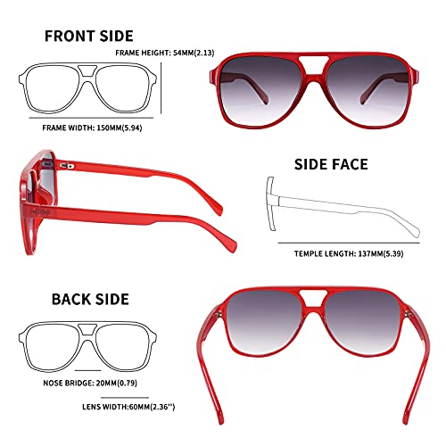 Image of FEISEDY Vintage Retro 70s Plastic Aviator Sunglasses Women Men Classic Large Squared Frame B2751